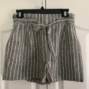 Express, Linen Grey Stripe High Rise Shorts XS